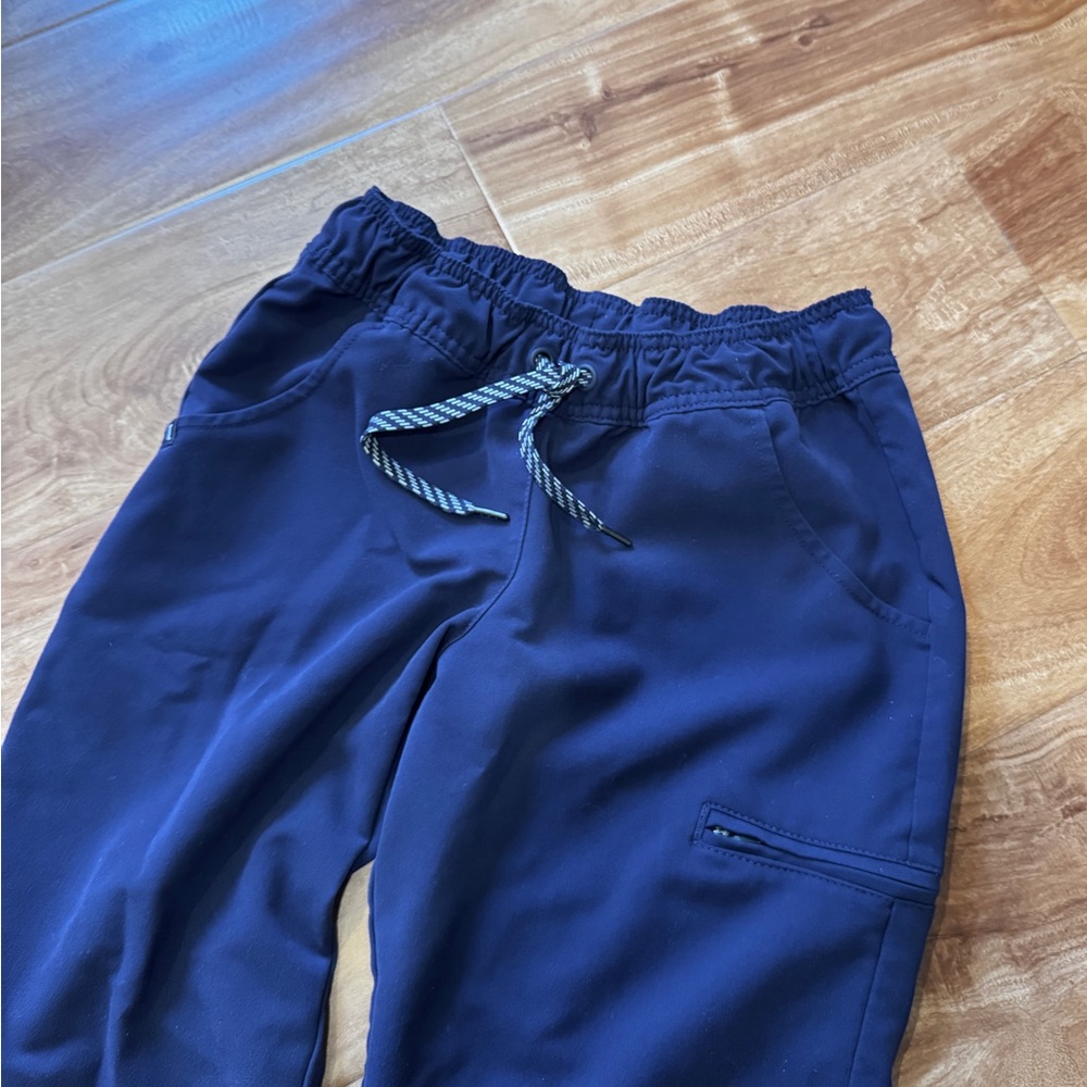 Jaanuu Navy Blue Jogger Scrub Pants with Drawstring